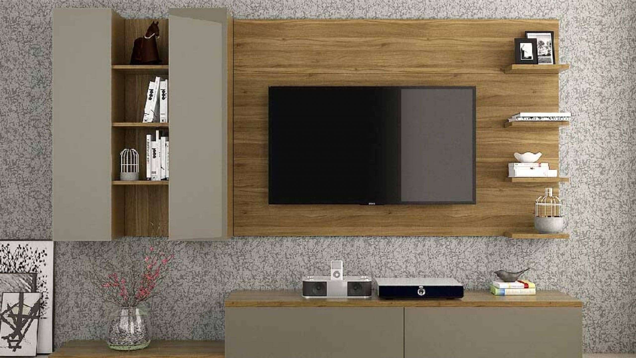 tv unit designed by SMR CONSTRUCTION & INTERIORS